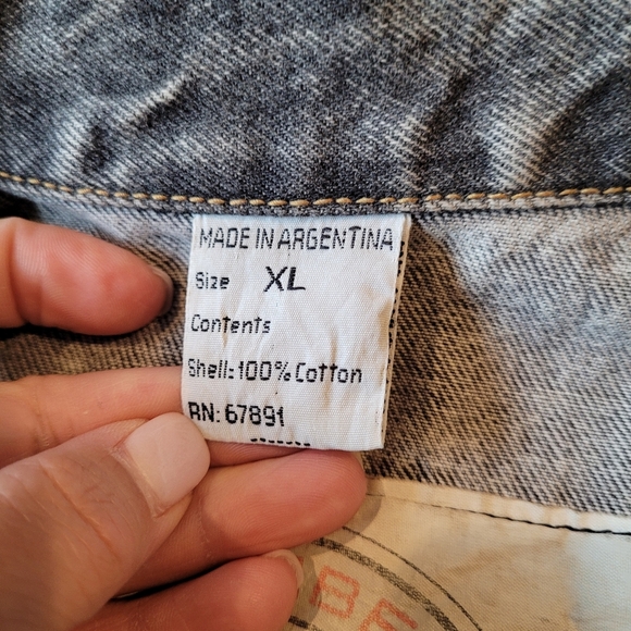 Ruff Stuff Vintage 90's Gray Denim Jean Jacket Patches •Size Kids XL/Women Small - Picture 13 of 13